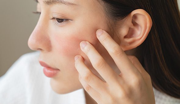 Asian,Young,Woman,Looking,Face,Skin,In,The,Mirror,Have